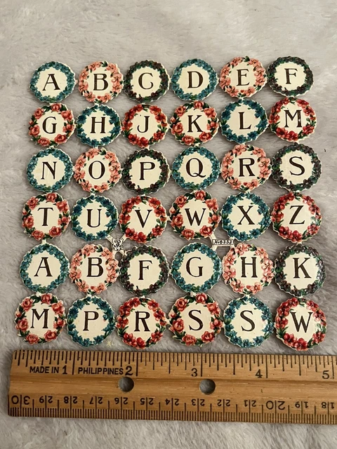 Antique Victorian Lot Rare Die Cut Paper Scrap Alphabet Letters Flower Wreaths 7