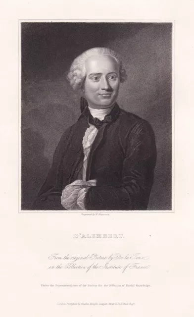 Jean-Baptiste Le Rond DAlembert Fisico Matematico Ritratto Engraving 1835