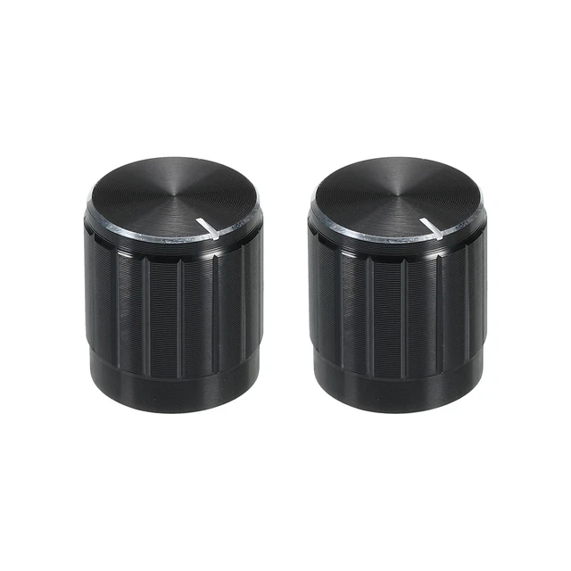 Potentiometer Control Knob ABS Guitar Knob Aluminum Plastic Knob Black 2PCS