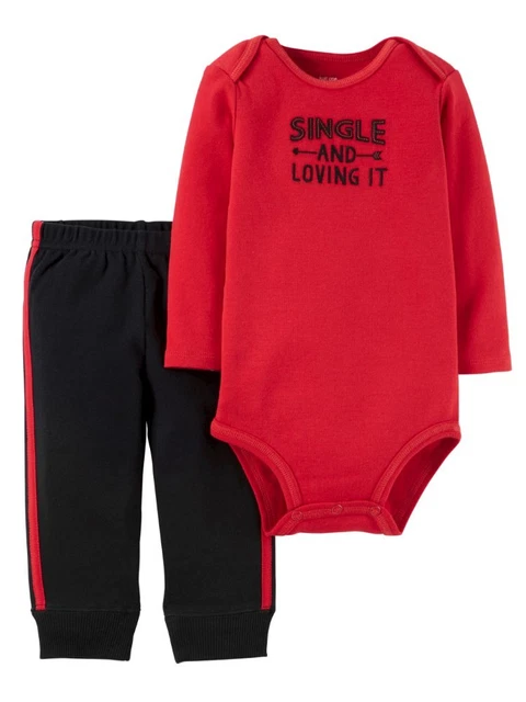 Carters Infant Boys Valentines Outfit Single & Loving It Bodysuit & Pants