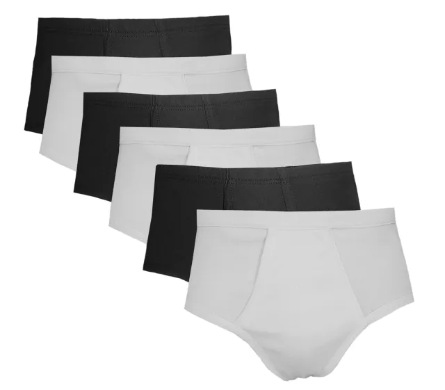 3-12-er Pack Herren Slip Unterhose mit Eingriff 100% Baumwolle schwarz+weiß