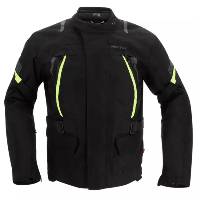 Richa Phantom 3 All Season Motorcycle Touring Textile Jacket Black / Fluo Yellow