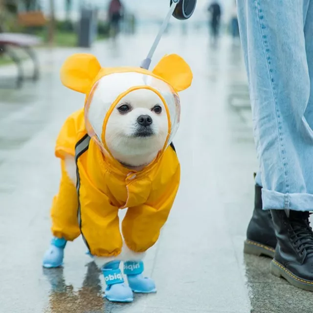 Pet Cat Dog Raincoat Hooded Reflective  Rain Coat Waterproof Jacket Dog Clothes