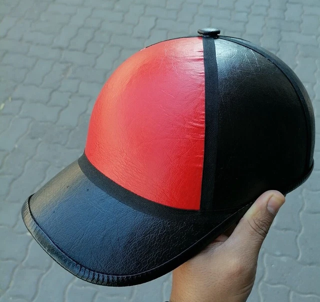 Custom Helmet Motorcycle Half Helmet Baseball Hat Cap Black Red Fiberglass 2