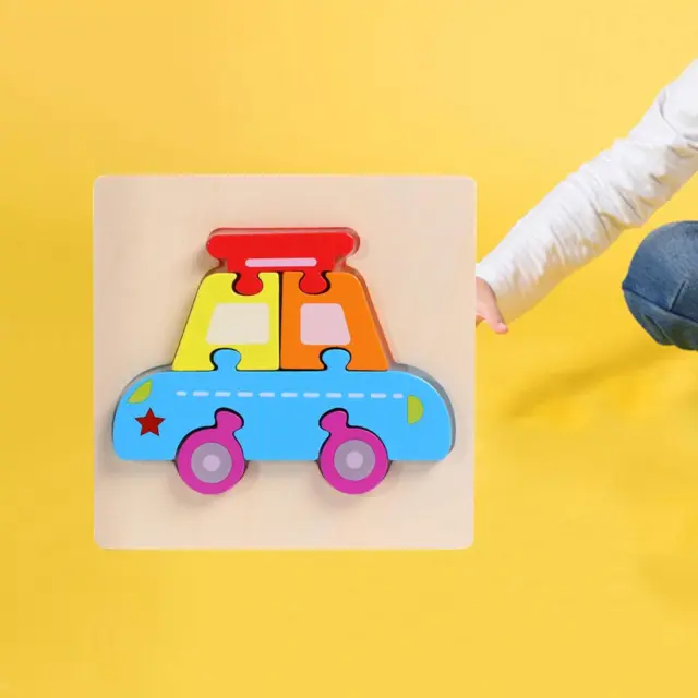 Wooden Puzzle for Toddlers, Car Puzzles Gift, Multicolor 3D Blocks Game Wooden