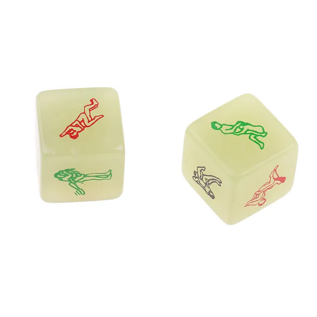 1 Pair of 6 Sided Glow-in-the-Dark Dice Couples Lovers