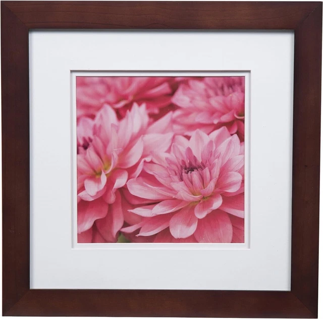 12x12 Flat Walnut Wall Frame with Double White Mat For 8x8 Picture
