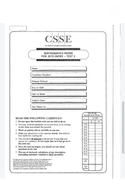 11 Plus - Not GCSE- Revision Aid - Set of PDF Csse Past Papers Inc Answers 2019