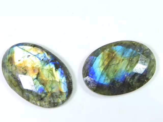 Labradorite blu forma ovale 2 pezzi cabochon pietra preziosa naturale...