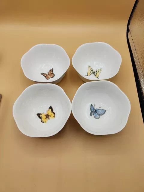 Lenox Butterfly Meadow Dessert Bowls Set of 4 Colorful Butterflies