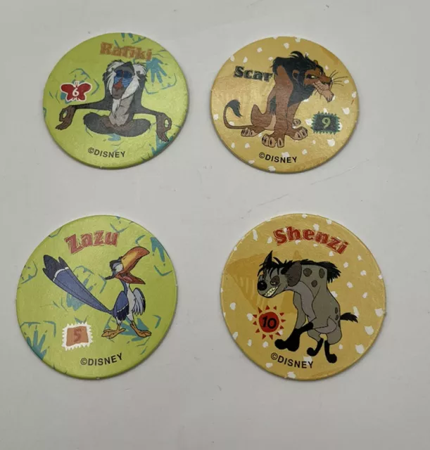 Lot of 4 Walt Disney Lion KIng Pogs by Chex Cereal Vintage 1994