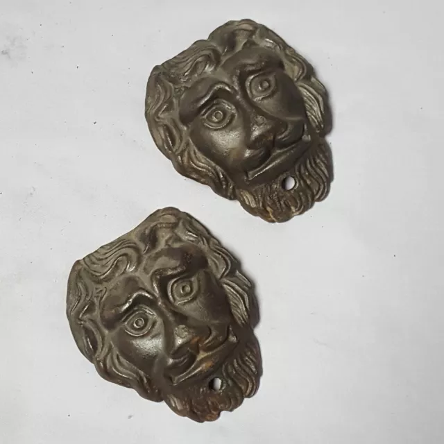 Pair Cast Iron Lion Masks