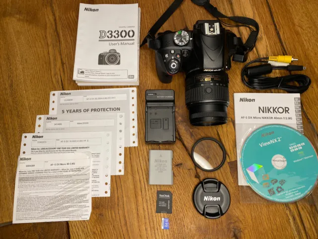 Nikon D3300 24.2MP Digital SLR Camera+AF-S DX VRII 18-55mm WU-1a Wireless + Case