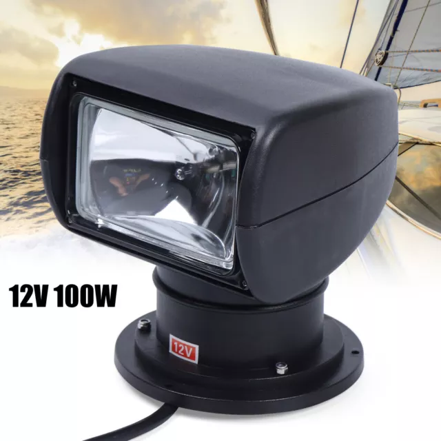 12V 100W Bulb Boat Remote Control Spotlight Truck Car Marine Offroad Searchlight