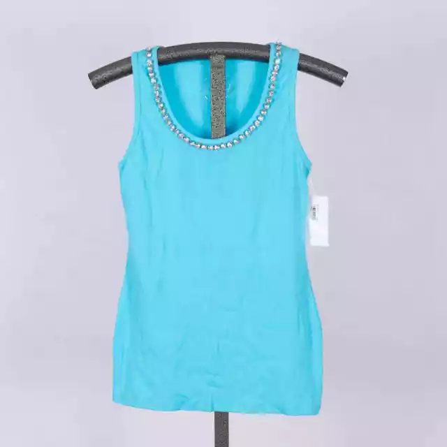 INC International Concepts Women's Ribbed Tank w/ Rhinestone Neckline Size LARGE 2