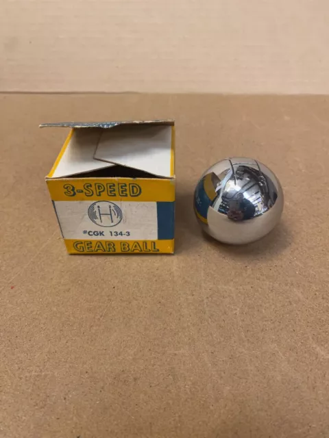 NOS Cal Custom Chrome 3 Speed Shifter Knob Ball Rat Rod Hot Rod - Its legit!