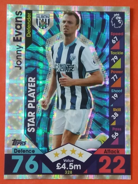 Match Attax 2016/7 Sterne Spielerkarte - Jonny Evans of West Brom #328