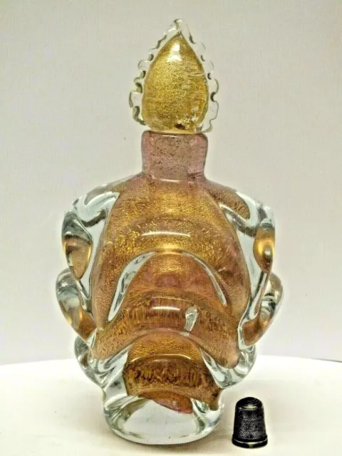 1950s Pustetto & Zanetti 3 Piece Powdered Gold Murano Glass Perfume Bottle Set 2