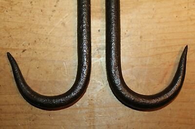 Antique Style Wrought Iron Beam Hooks Pair Meat Beam Butchers Screw In 3