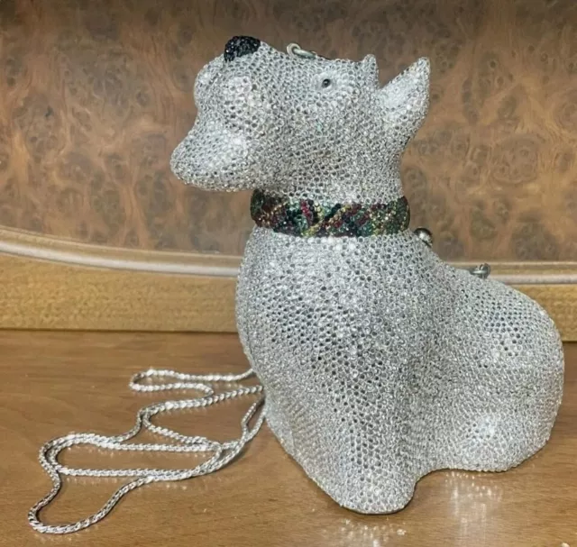 Rare Judith Leiber Swarovski Crystal Scottie Dog Minaudiere Purse Handbag