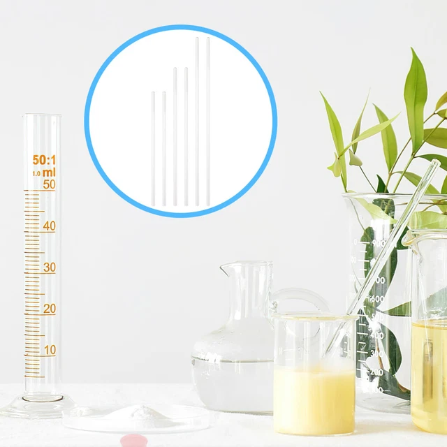 6 barras de bordado de vidrio extremos redondos barras de agitación para expertos en ciencias de laboratorio