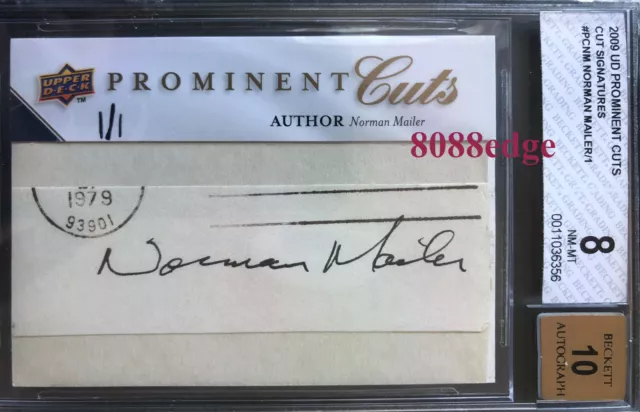 2009 Prominent Cuts Auto:norman Mailer #1/1 "Pulitzer Winner" Bgs 8 Autograph 10