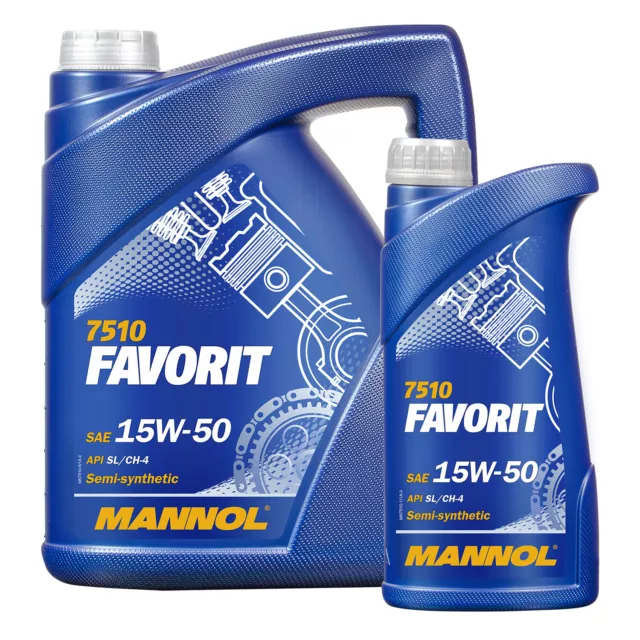 6 (5+1) Liter MANNOL SAE 15W-50 Favorit / API SL/CF/CF-4 Motorenöl