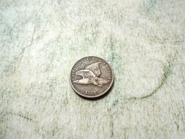 1858 S.L. flying eagle cent penny coin in fine condition