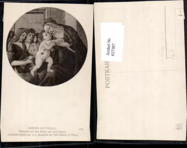 657387,Künstler AK Sandro Botticelli Madonna mit dem Kinde Engel pub J. Löwy 274