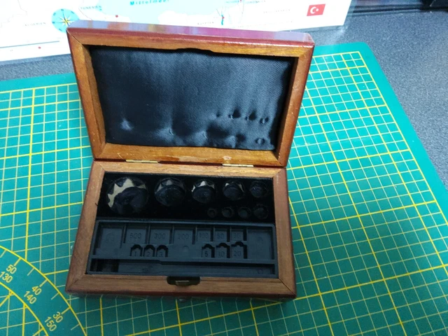 Holzkasten für Feingewichte Apothekergewichte Box Kasten antik Sartorius 2