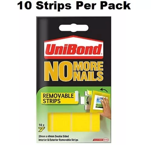 10 X Bandes UniBond No More Nails Image Suspendu Double Côté Support Bande