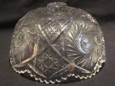 ABP Libbey Cut Glass Punch Bowl & Stand Buzzsaw & Hobstar Cutting 2