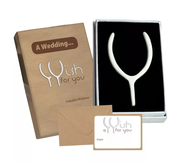 WEDDING DAY Wishbone Gift. Unusual Bride & Groom Keepsake Special Present Card