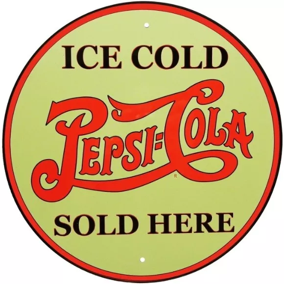 Pepsi Cola Sold Here 12" Round Tin Metal Sign Nostalgic Retro Home Wall Decor