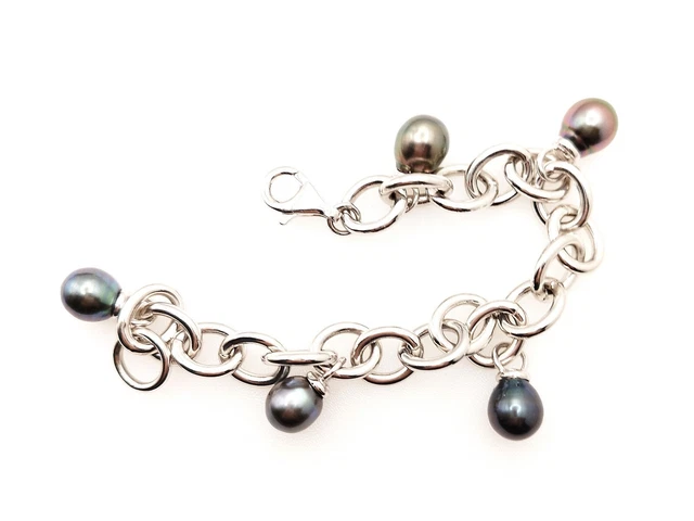 Bracelet  Perles de Tahiti en Argent Massif