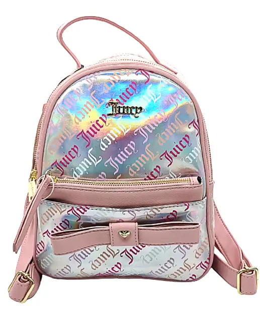 Juicy Couture Bag Hologram Peek A Bow Women Backpack Purse Pink Zipper Pouch