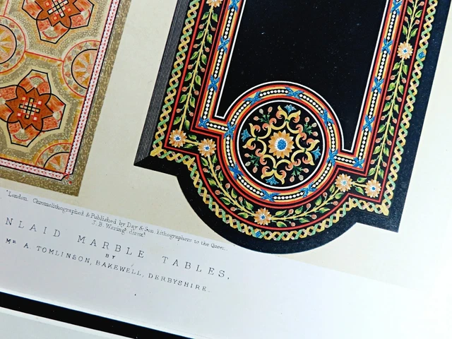 Pietra dura Inlaid Marble Table Micro Mosaic Work Victorian Antique Print 1862 10