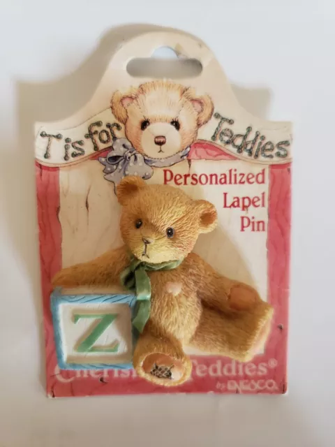 Teddy Bear Letter Z Cherished Teddies Brooch Lapel Pin NEW Zachary Zack Zeke Zoe