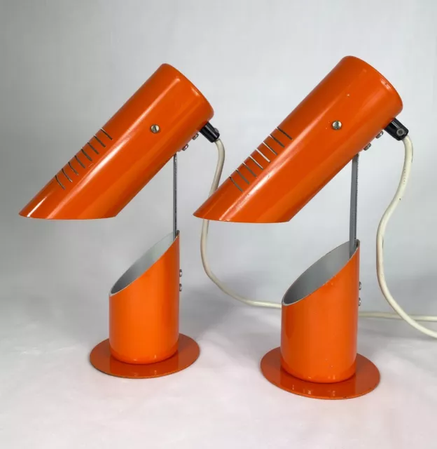 Coppia di lampade da tavolo vintage originali anni 60, space age minimalista