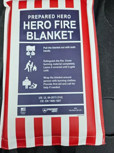 Prepared Hero Emergency Fire Blanket  Fire Suppression 39 x 39 inches
