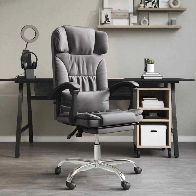 Massage Reclining Office Chair Gray Faux Leather vidaXL