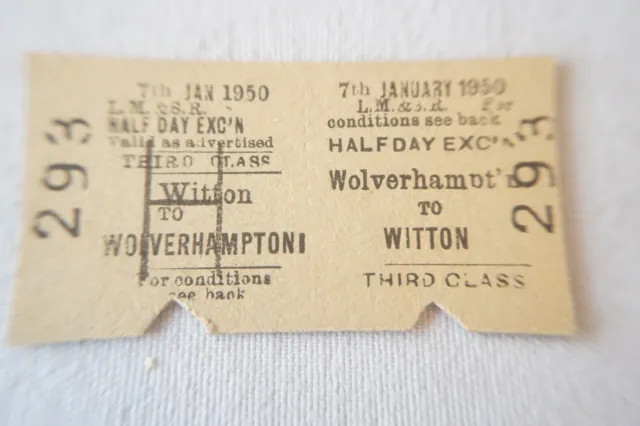 Witton to Wolverhampton LMS Railway Train Ticket