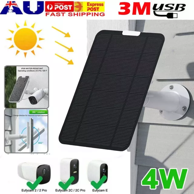 Solar Panel Charge with USB Power Cable for Eufy Arlo Essential Spotlight Camera