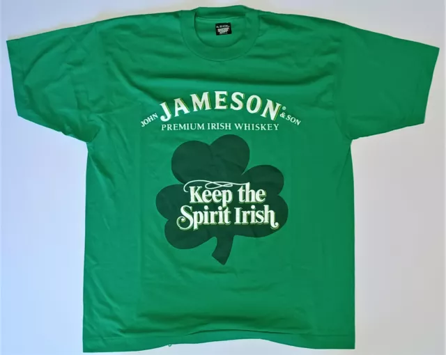 Vintage 90s Jameson Irish Whiskey XL Cotton Shirt Single Stitch NOS