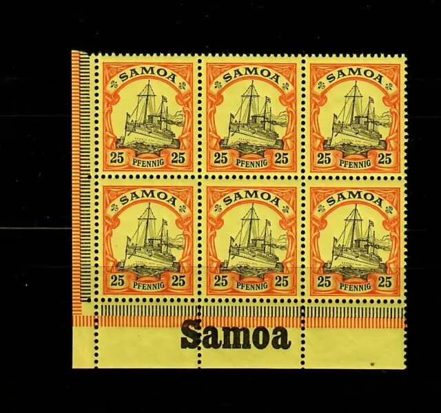 Samoa: MiNr. 11, 6er Block vom Eckrand mit Inschrift, postfrisch, **