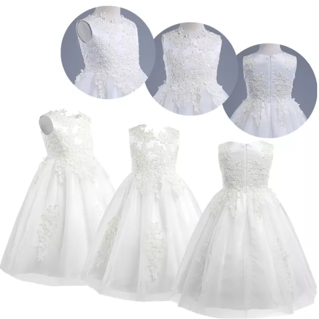 Flower Girls Dress Bridesmaid Lace Kids Princess Pageant Wedding Party Gown