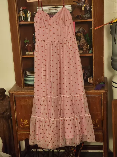 Betsy Johnson pink Heart Corsett Dress, Tiered Skirt,NWT,Sz 4, Super Cute!