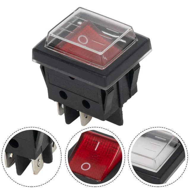 Red 2-Position 4-Pins Switch POWER PUMP ON & OFF Illuminated Rocker Switch