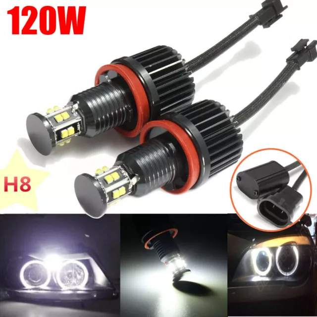 2x 120W H8 LED Angel Eyes Ringe Standlicht Für BMW E60 E61/71/70/82 LCI E90 E91