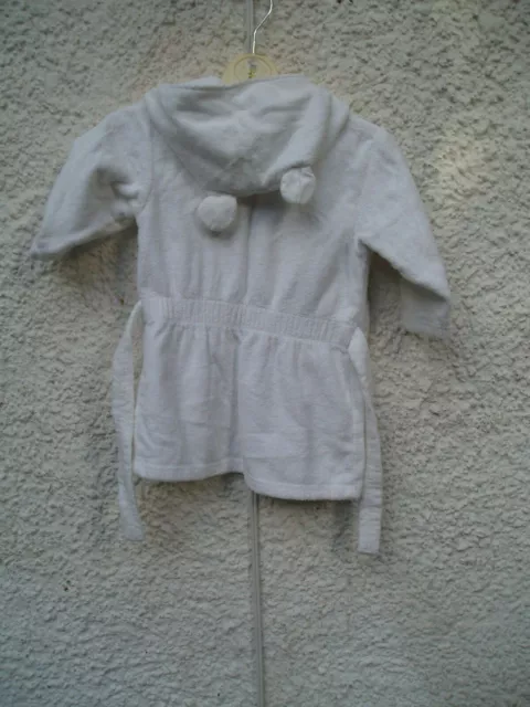 Mothercare Childs White Hooded Dressing Gown/Bathrobe.up To 12 Months. 2